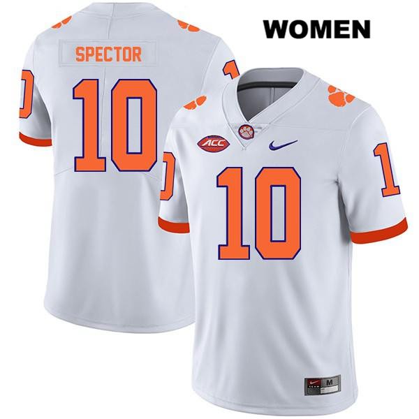Women's Clemson Tigers #10 Baylon Spector Stitched White Legend Authentic Nike NCAA College Football Jersey JBQ2446LY